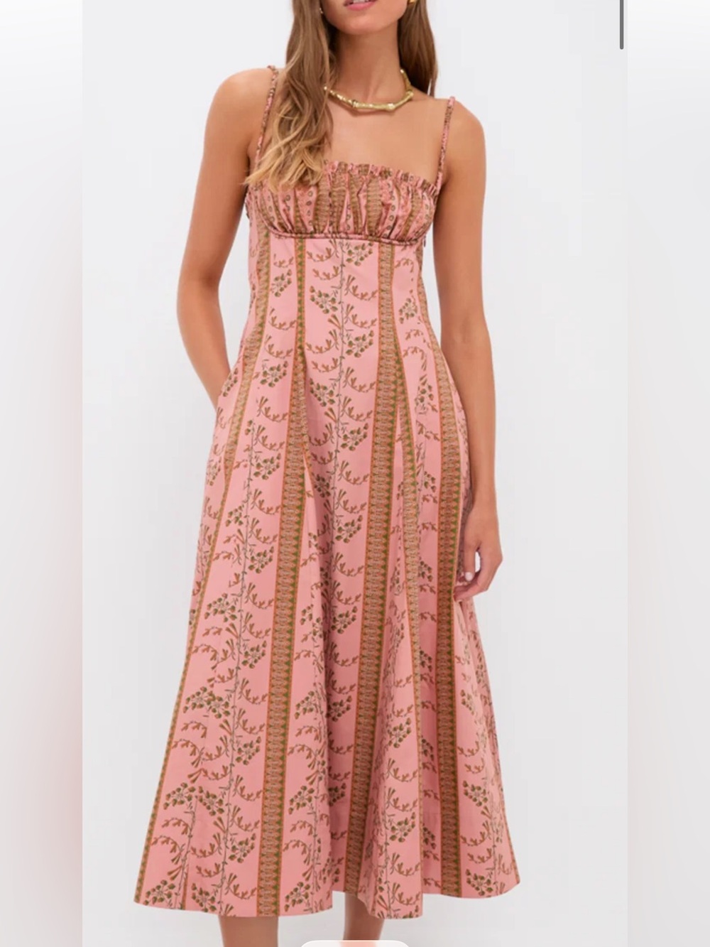Hill House Rust Dandelion Floral Stripe Maisie Dress